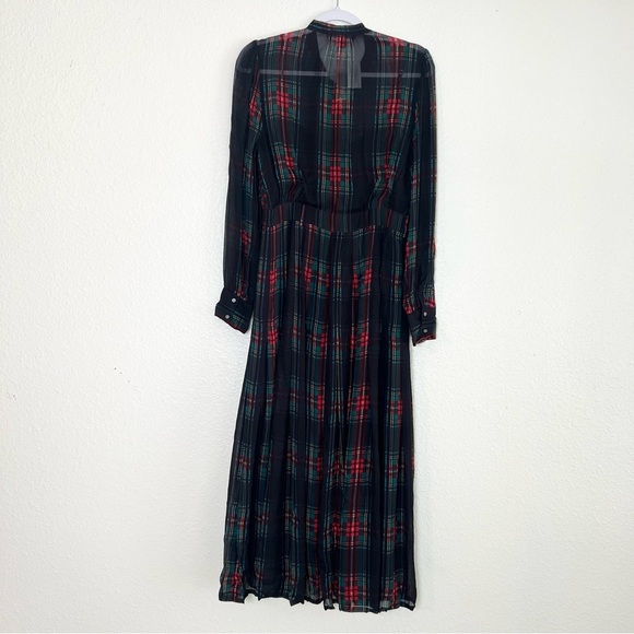 J. Crew Tie-neck dress in Stewart tartan viscose chiffon Size Small NWT - Picture 9 of 12